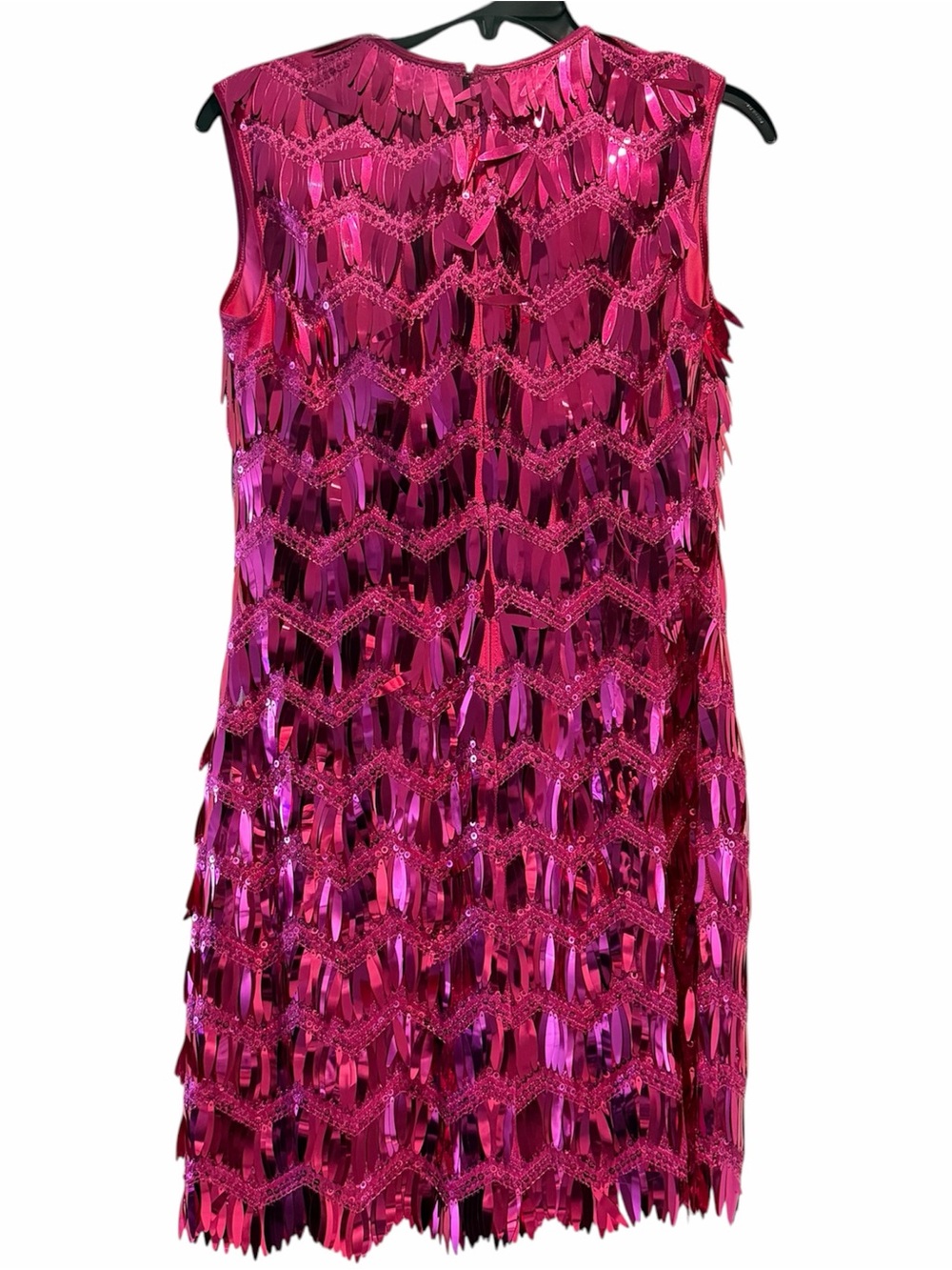 TADASHI SHOJI Metallic Pink Fuchsia Eris Sequin Fringe Mini Dress Size 2 NWT - Picture 7 of 9